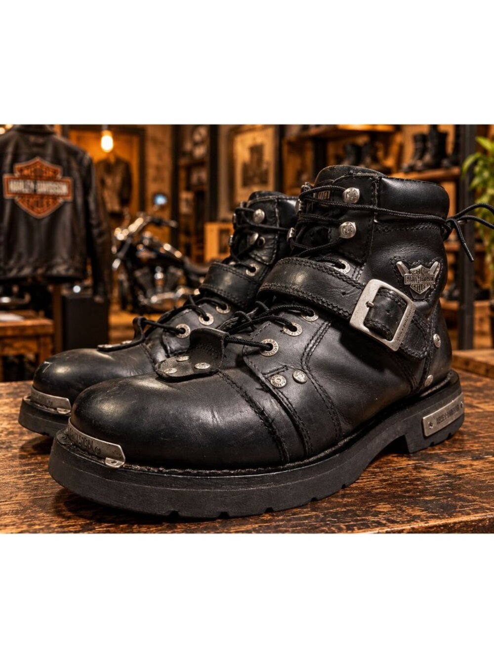 Harley Davidson Men's Brake Buckle Black Motorcycle Boot Steel Toe D91684 10.5M